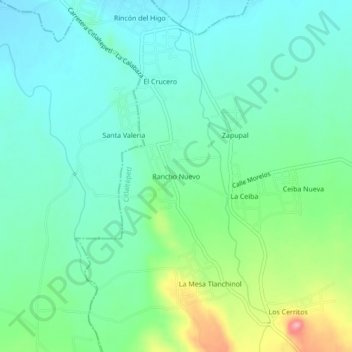Rancho Nuevoの地形図、標高、地勢