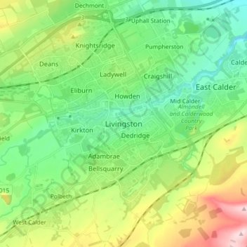 Livingstonの地形図、標高、地勢