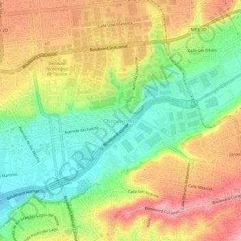 Chilpancingoの地形図、標高、地勢
