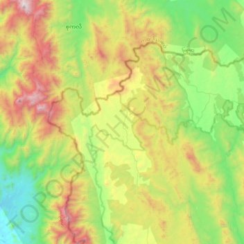 แม่จันの地形図、標高、地勢