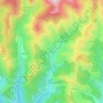 Biseの地形図、標高、地勢
