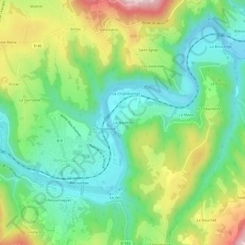 La Navetteの地形図、標高、地勢