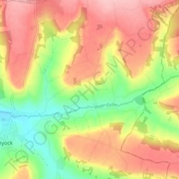 Rosemary Laneの地形図、標高、地勢