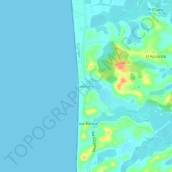 Cañaveralの地形図、標高、地勢