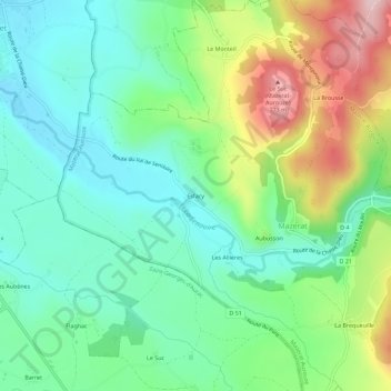 Esfacyの地形図、標高、地勢