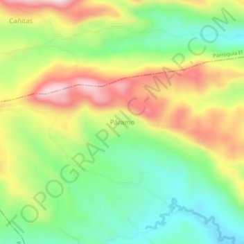 Páramoの地形図、標高、地勢