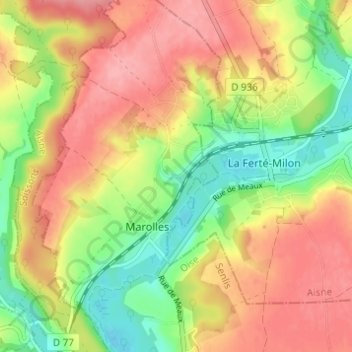 Nimerの地形図、標高、地勢