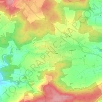 Dächingenの地形図、標高、地勢