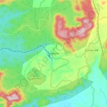 Chirimiriの地形図、標高、地勢
