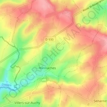 Bazincourtの地形図、標高、地勢