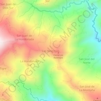 Los Rastrojosの地形図、標高、地勢