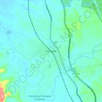 Sungkaiの地形図、標高、地勢