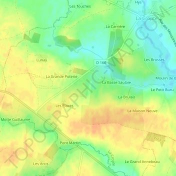 Le Chemin de la Mareの地形図、標高、地勢