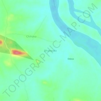 Bhatwadaの地形図、標高、地勢
