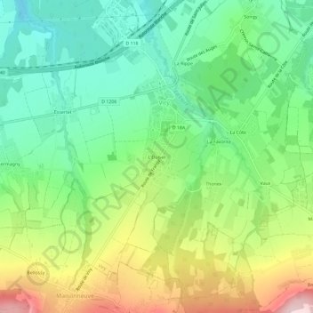 L'Éluisetの地形図、標高、地勢