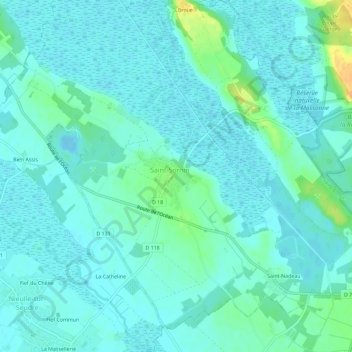 Le Bourgの地形図、標高、地勢