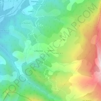 Le Serreの地形図、標高、地勢