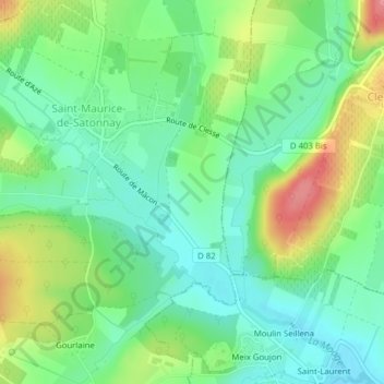 Martoretの地形図、標高、地勢