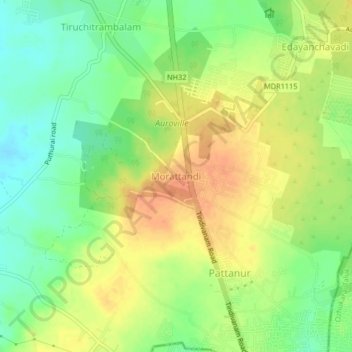 Morattandiの地形図、標高、地勢
