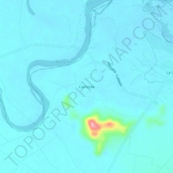 Carrizolaの地形図、標高、地勢