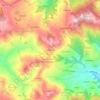 Cortevedolaの地形図、標高、地勢