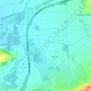 Chazelleの地形図、標高、地勢