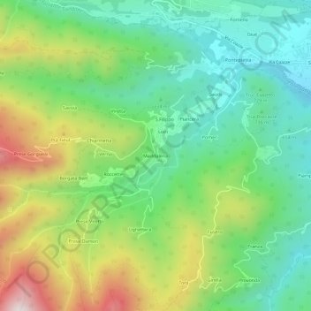 Maddalenaの地形図、標高、地勢