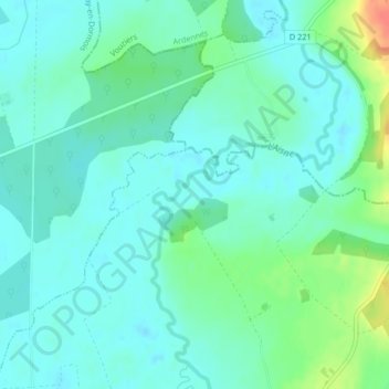 Pré Givrantの地形図、標高、地勢