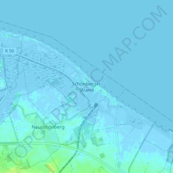 Schönberger Strandの地形図、標高、地勢