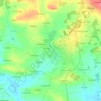 L'Hôtellerieの地形図、標高、地勢