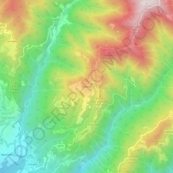 Chiozzaの地形図、標高、地勢