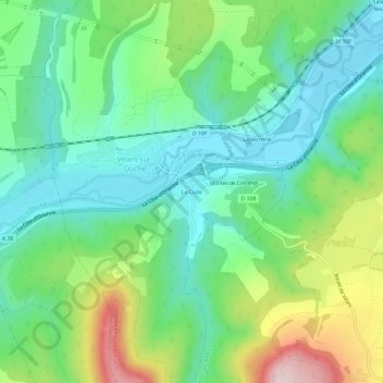La Cudeの地形図、標高、地勢