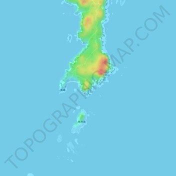 小富士の地形図、標高、地勢