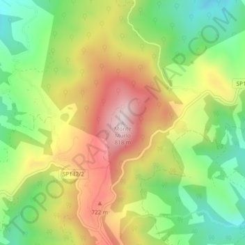 Monte Murloの地形図、標高、地勢
