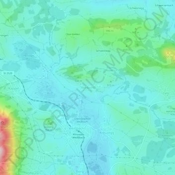 Rehbichlの地形図、標高、地勢