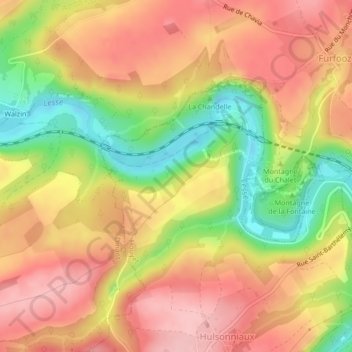 Bois de Chaleuxの地形図、標高、地勢