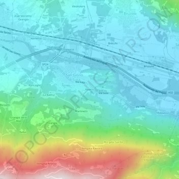 Rivettoの地形図、標高、地勢