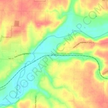 Turnersの地形図、標高、地勢