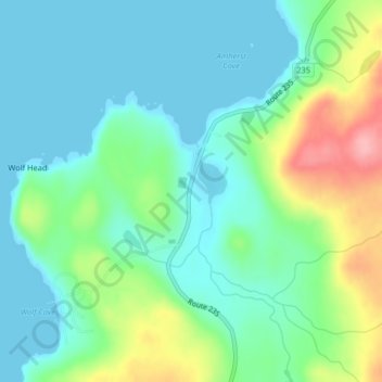 Middle Amherst Coveの地形図、標高、地勢