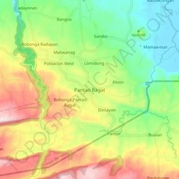 Pantao Ragatの地形図、標高、地勢