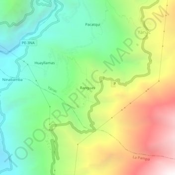 Ranguasの地形図、標高、地勢