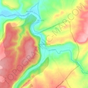 Pajares de Pedrazaの地形図、標高、地勢