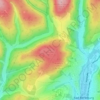 Burgfeldの地形図、標高、地勢