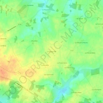 La Douce Vieの地形図、標高、地勢