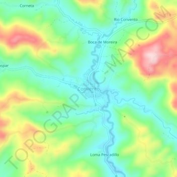 Conventoの地形図、標高、地勢