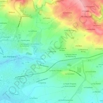 La Pellinièreの地形図、標高、地勢