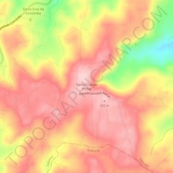 Santa Cruz do Pinhalの地形図、標高、地勢