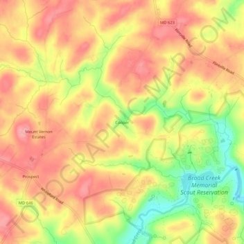 Cooperの地形図、標高、地勢