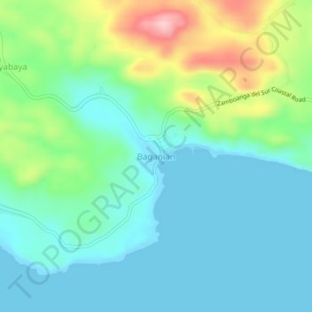 Baganianの地形図、標高、地勢
