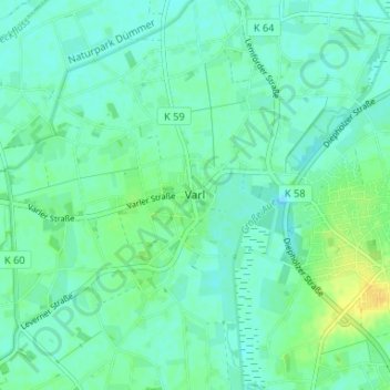 Varlの地形図、標高、地勢